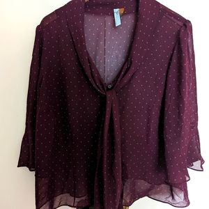 Lane Bryant 90s Sheer V Neck Blouse